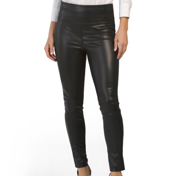NEW CALVIN KLEIN Faux Leather Front Leggings black 267mn - Picture 1 of 2